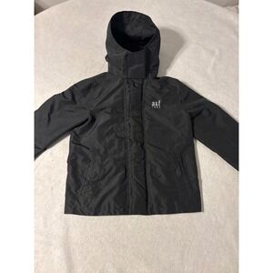 Abercrombie & Fitch Kids Black Hooded Windbreaker Jacket Logo Size L 12/14